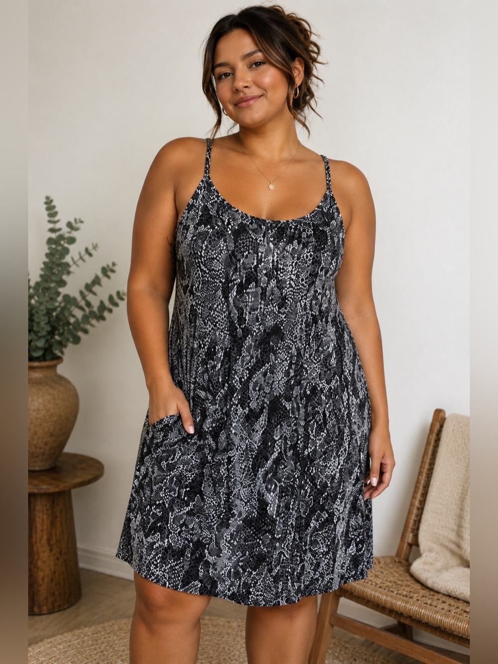 Lane Bryant Black and White Printed Top